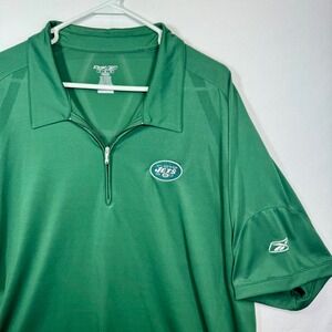 New York Jets Reebok NFL Polo Shirt 1/4 Zip Green Athletic Sz‎ XL